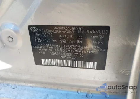 2013 Hyundai Elantra Gls/Limited from USA, damaged, VIN 5NPDH4AE0DH177166